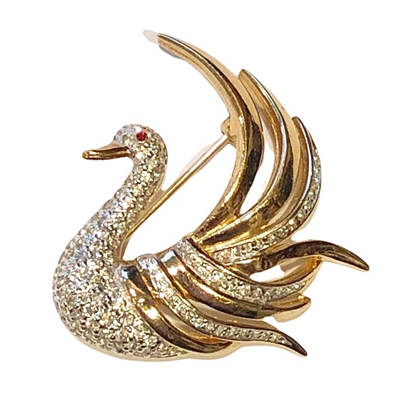 Panetta | Jewelry | Panetta Gold Tone And Crystal Swan Brooch